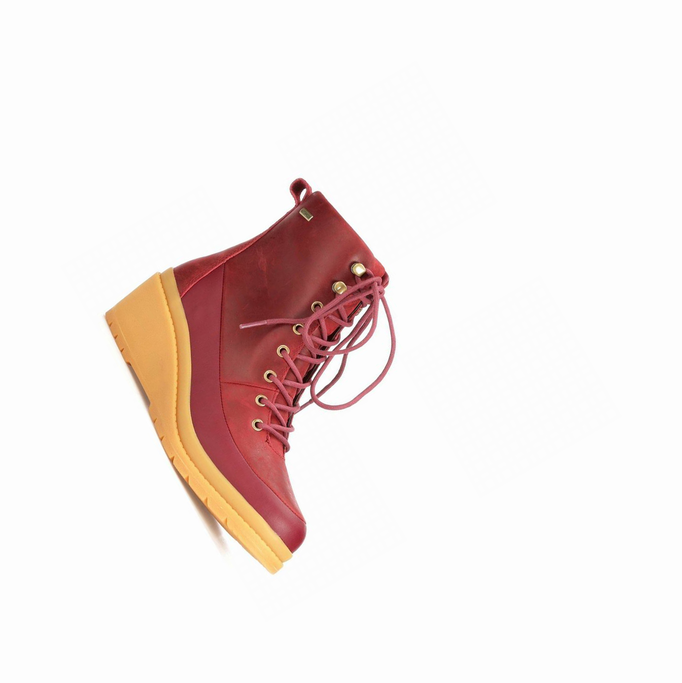 Dark Red Muck Liberty Leather Lace Up Wedge Women's Ankle Boots | NZ-93IJXM