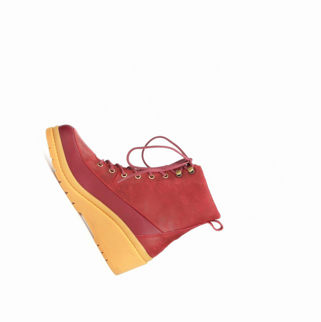 Dark Red Muck Liberty Leather Lace Up Wedge Women's Ankle Boots | NZ-93IJXM