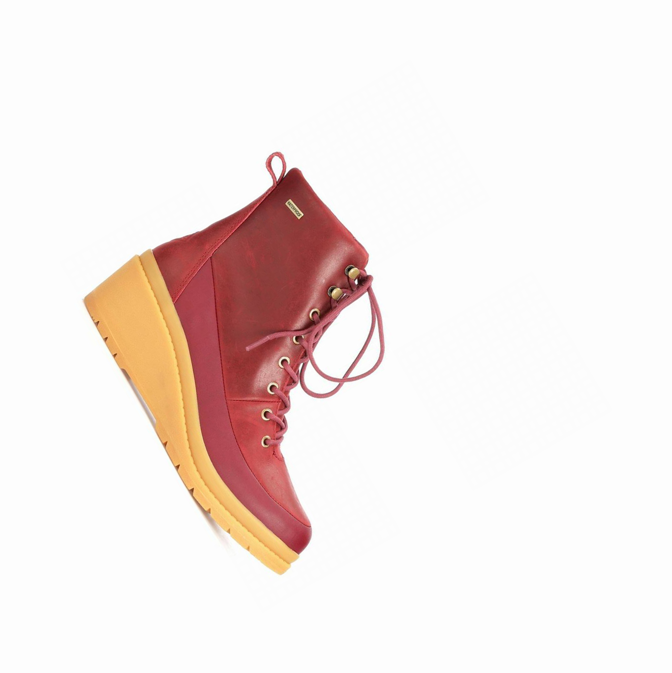 Dark Red Muck Liberty Leather Lace Up Wedge Women's Ankle Boots | NZ-93IJXM